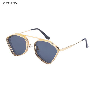 Steampunk Päikeseprillid Meestele 2022 Mood Ebaregulaarne Luksusbränd Disainer Punk Päikeseprillid Naiste hulknurksed metallraamiga prillid