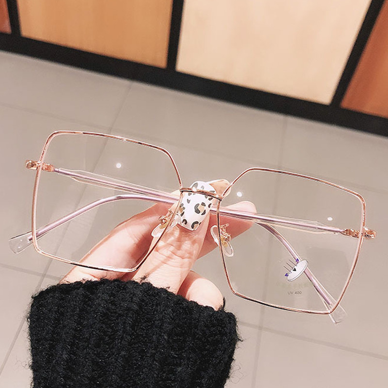 Vintage túlméretezett antikék fényű számítógépes szemüvegek női ötvözet négyzet fekete arany átlátszó szemüvegkeret női rövidlátás árnyalatok