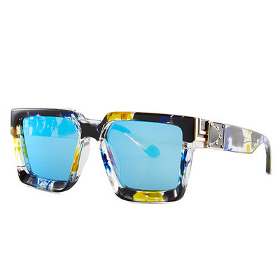 SO&EI Vintage Square Moteriški akiniai nuo saulės Gamintojas Dizaineris Candy Colors Veidrodiniai lęšiai Akiniai Ins Populiarūs akiniai nuo saulės Vyriški Oculos UV400