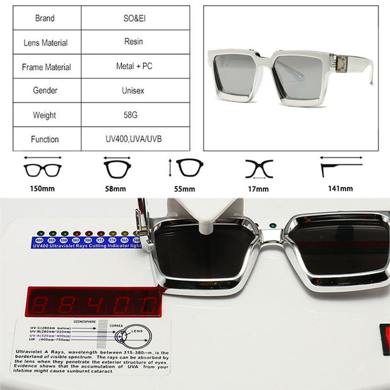 SO&EI ochelari de soare vintage pătrați pentru femei, designer de marcă, culori bomboane, lentile oglindă, ochelari de vedere populari, ochelari de soare pentru bărbați, UV400