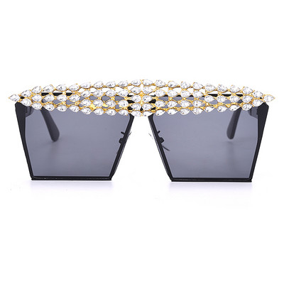 Luksuzne četvrtaste dijamantne sunčane naočale Žene Muškarci 2020. Ravni vrh Kristalne punk sunčane naočale Ogledalo sa kamenčićima Crveno ljubičaste naočale UV400