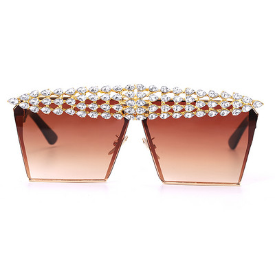 Luksuzne četvrtaste dijamantne sunčane naočale Žene Muškarci 2020. Ravni vrh Kristalne punk sunčane naočale Ogledalo sa kamenčićima Crveno ljubičaste naočale UV400
