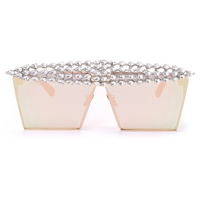 Luksuzne četvrtaste dijamantne sunčane naočale Žene Muškarci 2020. Ravni vrh Kristalne punk sunčane naočale Ogledalo sa kamenčićima Crveno ljubičaste naočale UV400