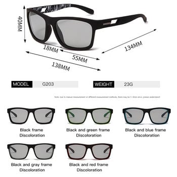 LongKeeper Нови поляризирани фотохромни слънчеви очила Дизайн на марката Men Driving Change Color Sun Glasses Anti-UV Square Goggles