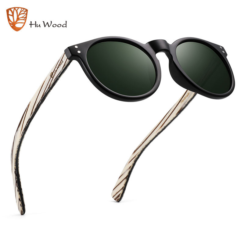 HU WOOD Kerek Napszemüveg Férfi Polarizált Pink Uv400 Lens Napszemüveg Női Gafas de sol Fa 2021 Nen Fa Design