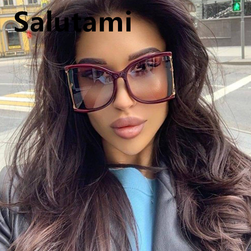 Vintage gradijent crne sunčane naočale od bambusa za žene 2022. Luksuzna marka prevelikih četvrtastih crvenih leopard sunčanih naočala ženske šuplje nijanse