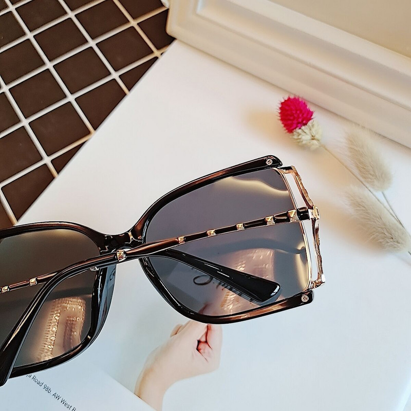 Vintage gradijent crne sunčane naočale od bambusa za žene 2022. Luksuzna marka prevelikih četvrtastih crvenih leopard sunčanih naočala ženske šuplje nijanse