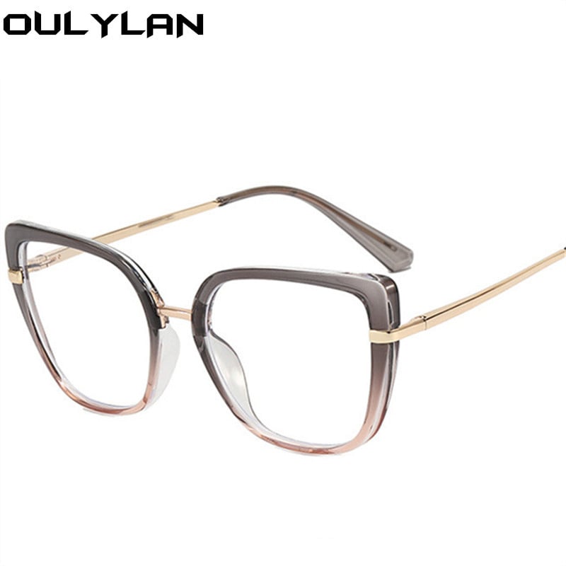 Oulylan TR90 Rame pentru ochelari cu ochi de pisică, pentru femei, la modă, cu lumină albastră, pentru ochelari, pentru femei, ochelari decorativi de birou, vintage
