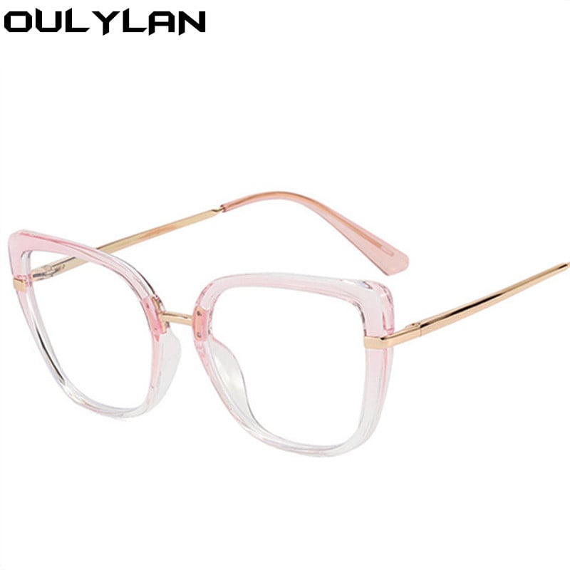 Oulylan TR90 Rame pentru ochelari cu ochi de pisică, pentru femei, la modă, cu lumină albastră, pentru ochelari, pentru femei, ochelari decorativi de birou, vintage