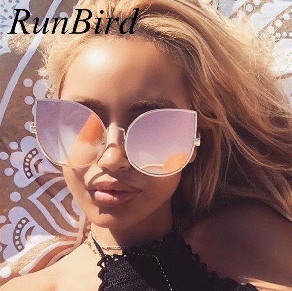 RunBird 2017 Cat Eye sunčane naočale Ženske vintage modne sunčane naočale s prozirnim lećama s metalnim okvirom Unikatne ravne ženske naočale UV400 R058