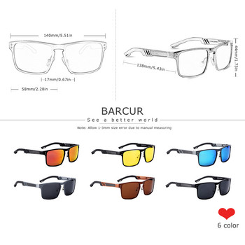 BARCUR Ποιοτικά τετράγωνα γυαλιά ηλίου αλουμινίου Ανδρικά γυαλιά ηλίου Polarized για άντρες αθλητικά γυαλιά oculos de sol feminino