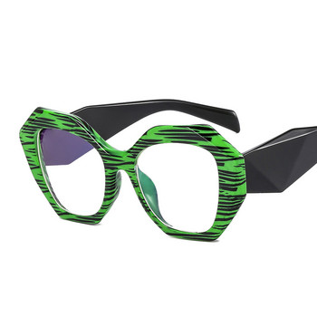 Многоъгълни бонбонени рамки за очила за жени Мъже Плоско огледало Анти-синя светлина Рамки за очила Женски осмоъгълни леопардови очила