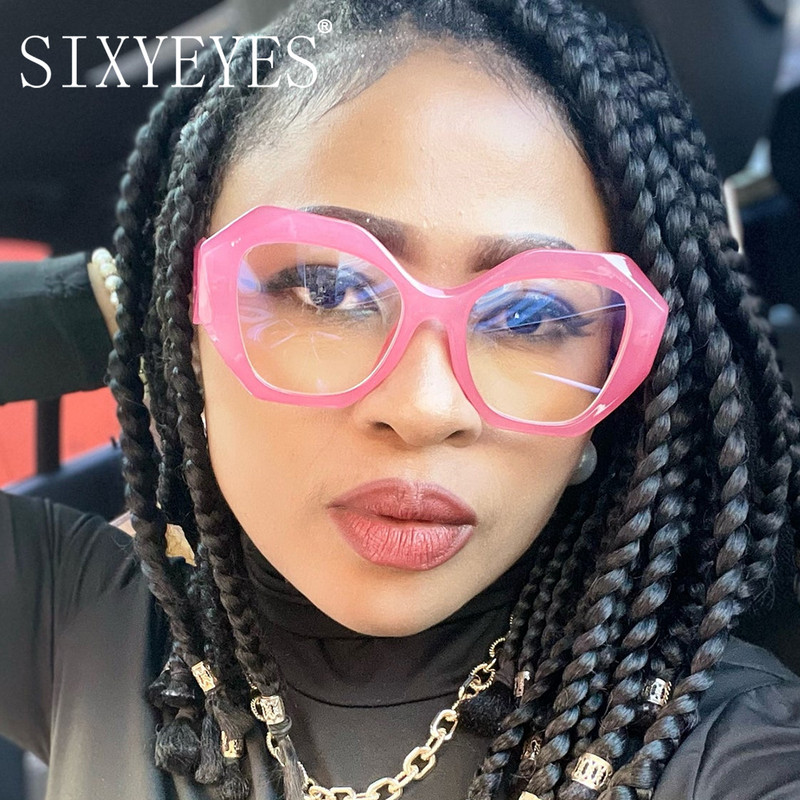 Poligon okviri za naočale u boji slatkiša za žene Muškarci Ravno ogledalo Okviri za naočale protiv plave svjetlosti Ženske osmokutne leopard naočale