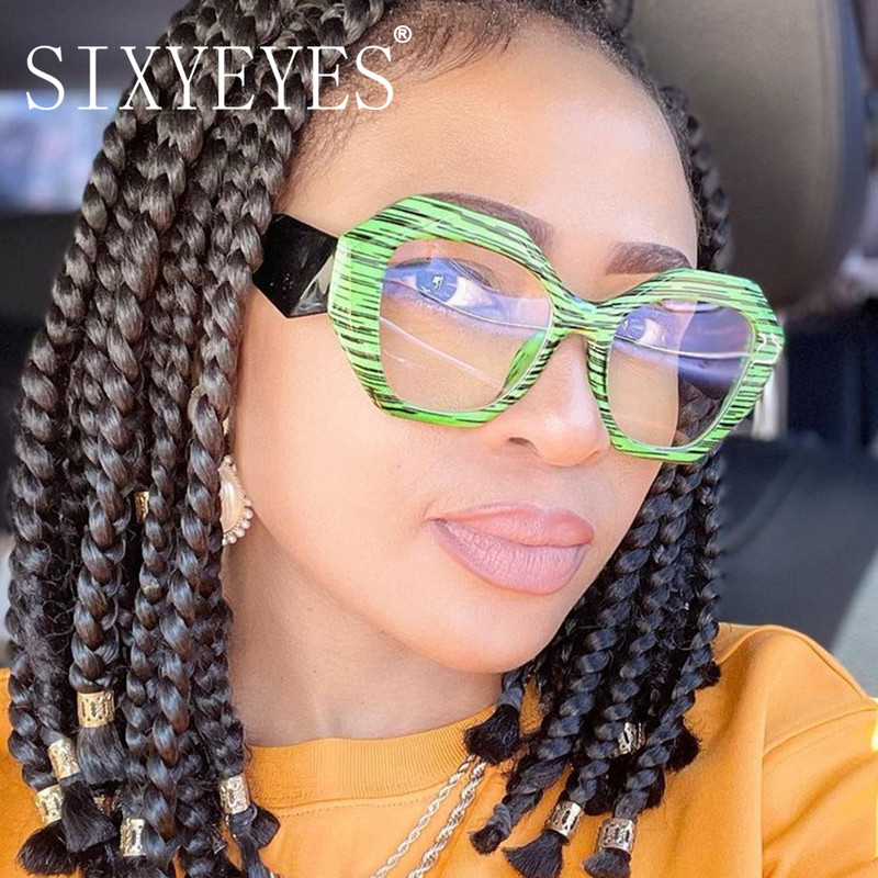 Poligon okviri za naočale u boji slatkiša za žene Muškarci Ravno ogledalo Okviri za naočale protiv plave svjetlosti Ženske osmokutne leopard naočale