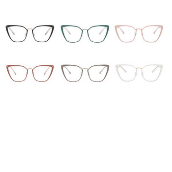 Метална рамка за очила с котешки очи 2022 г. Нови рамки за очила с плоски лещи Рамка против синя светлина Дамски очила на едро