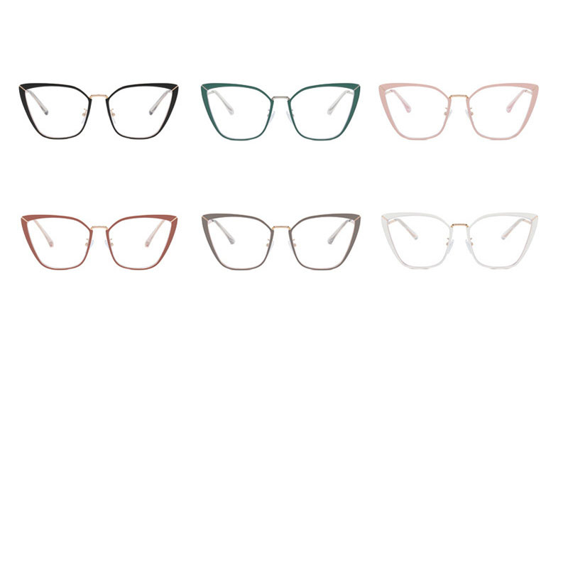 Metallist kassisilmade raam 2022, uus lamedate läätsedega prilliraamid, sinise heleda raamiga naiste prillide hulgimüük