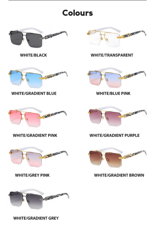 2022 Carter Fashion Ochelari de soare cu gradient în stil pătrat, unici, semi-fără rame