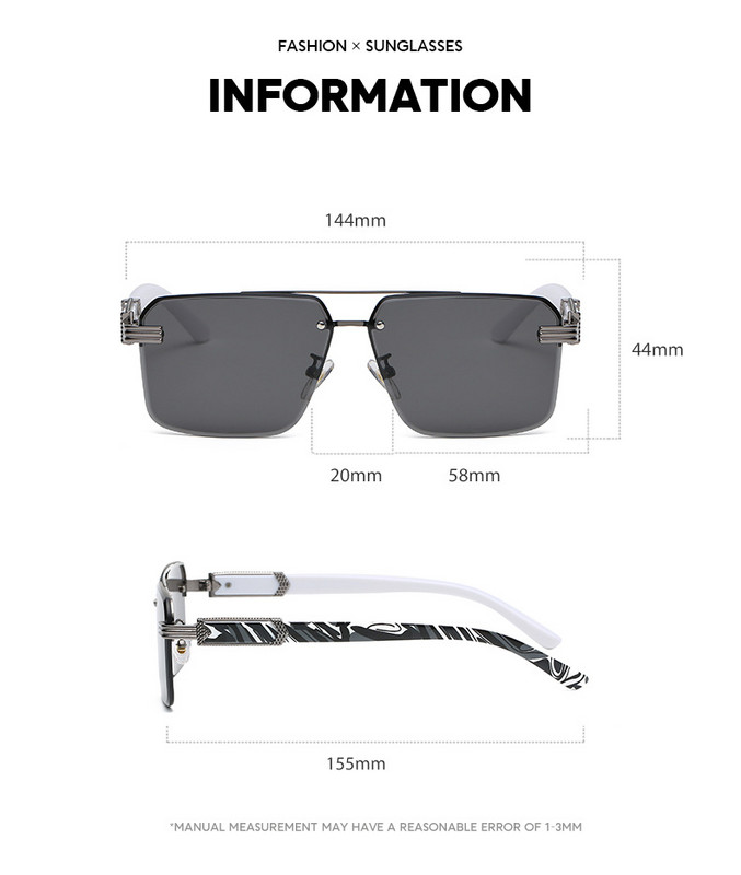 2022 Carter Fashion Ochelari de soare cu gradient în stil pătrat, unici, semi-fără rame