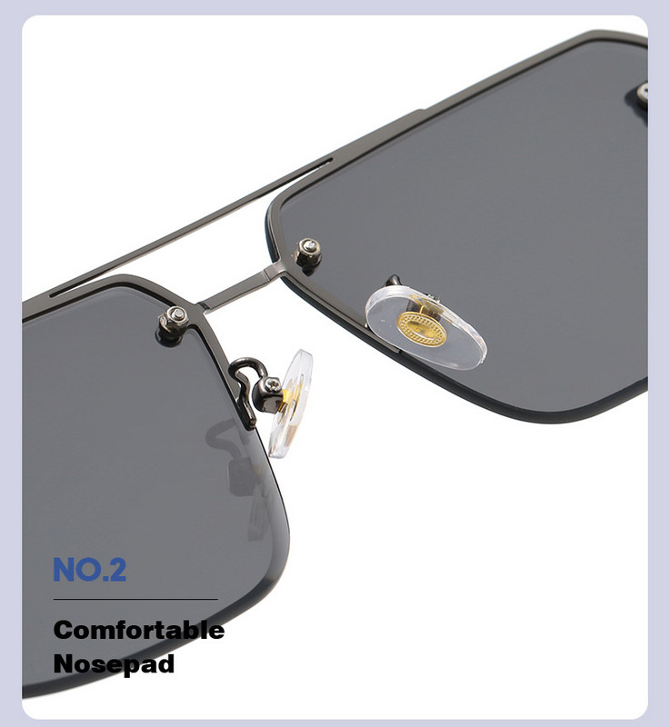 2022 Carter Fashion Ochelari de soare cu gradient în stil pătrat, unici, semi-fără rame