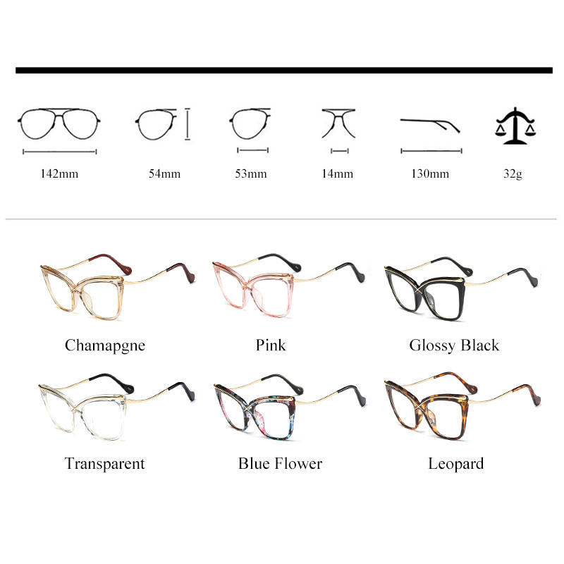 SHAUNA Ogromne metalne obrve, okviri optičkih naočala mačkastih očiju