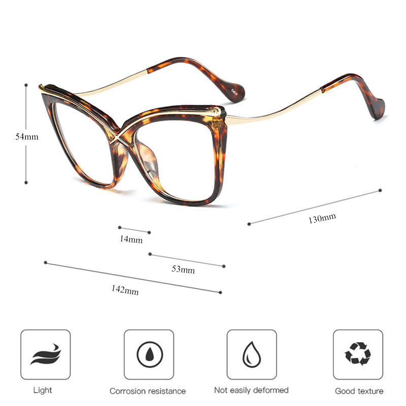 SHAUNA Ogromne metalne obrve, okviri optičkih naočala mačkastih očiju