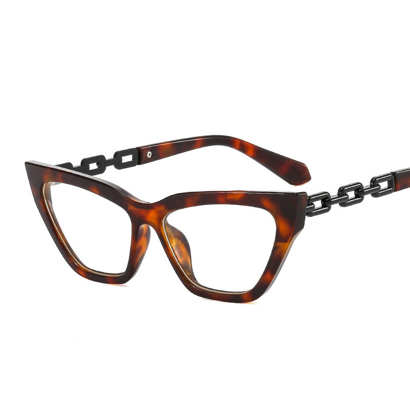 Läbipaistvad kassisilmade prillid, raamid, naiste optilised retseptid, mood metallist kett, vanaaegsed arvutiprillid