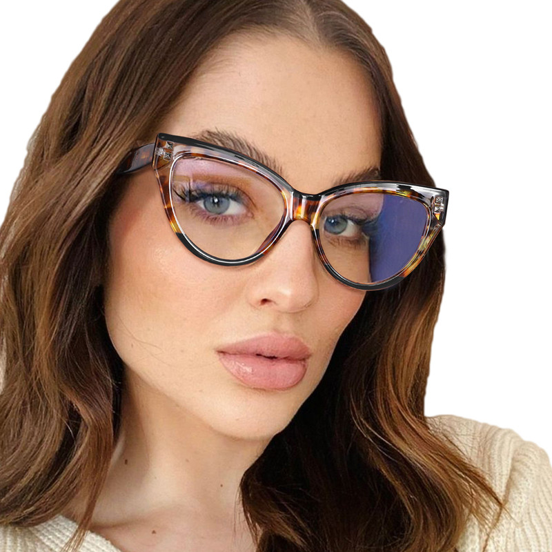 2022, ochelari optici anti-albaștri cu ochi de pisică cu plasture vintage, ochelari de ochi cu ramă cateye mari, ochelari de vedere pentru femei