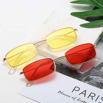 Zeontaat Малки правоъгълни слънчеви очила Мъже Жени Ретро метална рамка Жълти Червени Винтидж Малки женски слънчеви очила UV400