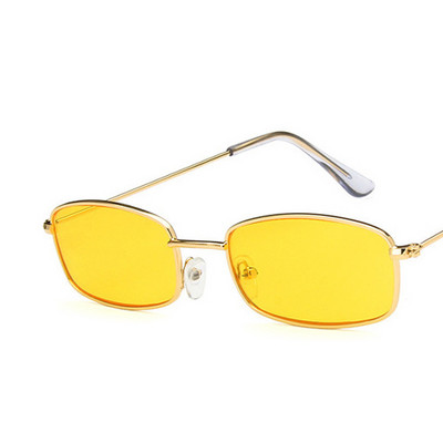 Zeontaat Ochelari de soare dreptunghiular mici, bărbați, femei, retro, cadru metalic, galben, roșu, vintage, ochelari de soare pentru femei, UV400