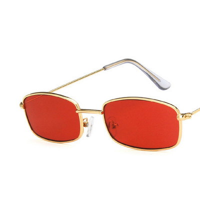 Zeontaat Ochelari de soare dreptunghiular mici, bărbați, femei, retro, cadru metalic, galben, roșu, vintage, ochelari de soare pentru femei, UV400