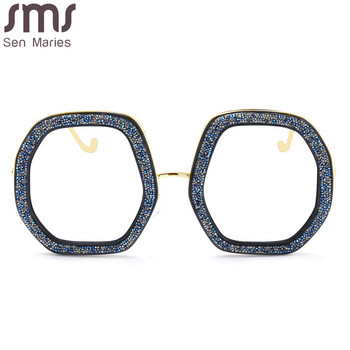 Модни кристални очила с голяма рамка Луксозни оптични очила Дамски диамантени прозрачни лещи Рамка за очила НЕ е против синя светлина