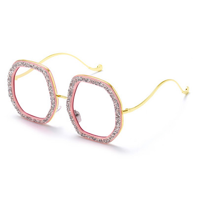 Moodne suure raamiga kristallprillid Luksuslikud optilised prillid Naiste Teemant läbipaistvad prillid, MITTE Sinise valguse vastane