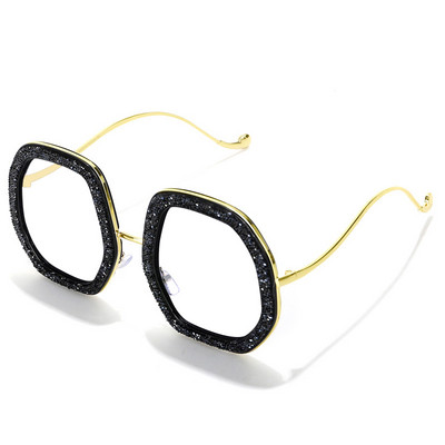 Moodne suure raamiga kristallprillid Luksuslikud optilised prillid Naiste Teemant läbipaistvad prillid, MITTE Sinise valguse vastane