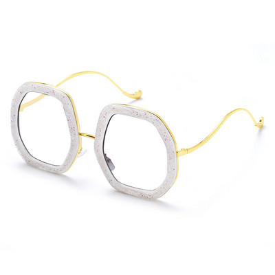 Moodne suure raamiga kristallprillid Luksuslikud optilised prillid Naiste Teemant läbipaistvad prillid, MITTE Sinise valguse vastane