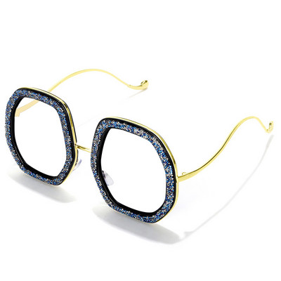 Moodne suure raamiga kristallprillid Luksuslikud optilised prillid Naiste Teemant läbipaistvad prillid, MITTE Sinise valguse vastane