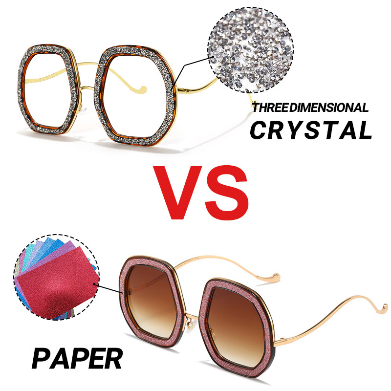 Moodne suure raamiga kristallprillid Luksuslikud optilised prillid Naiste Teemant läbipaistvad prillid, MITTE Sinise valguse vastane