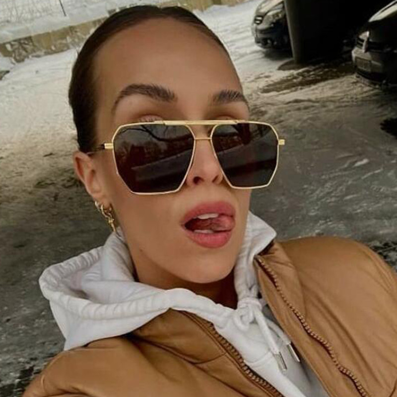 NOI Ochelari de soare polarizați Femei Bărbați Ochelari de soare supradimensionați, pătrați, de metal, Ochelari de soare anti-orbire UV400