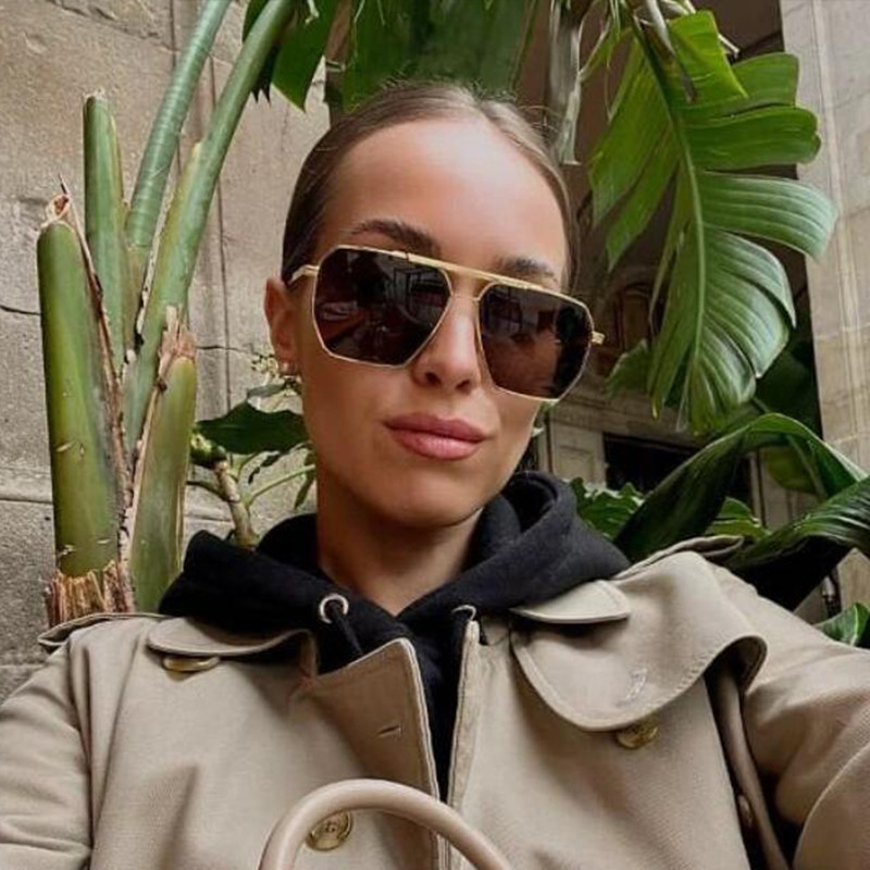 NOI Ochelari de soare polarizați Femei Bărbați Ochelari de soare supradimensionați, pătrați, de metal, Ochelari de soare anti-orbire UV400