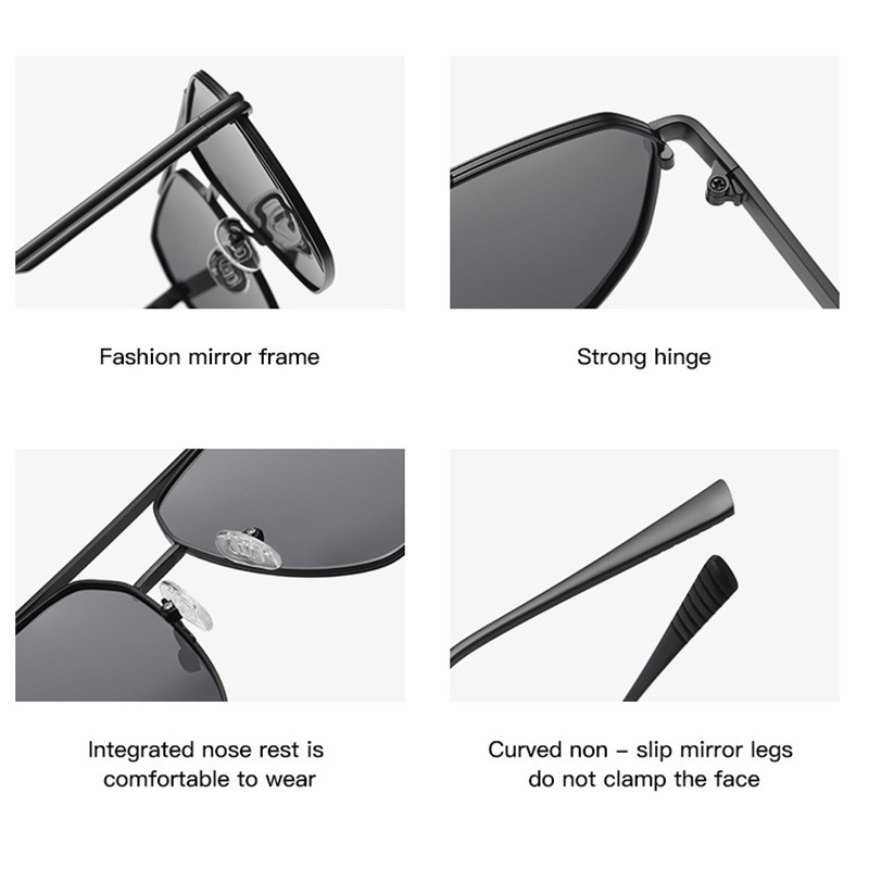 NOI Ochelari de soare polarizați Femei Bărbați Ochelari de soare supradimensionați, pătrați, de metal, Ochelari de soare anti-orbire UV400