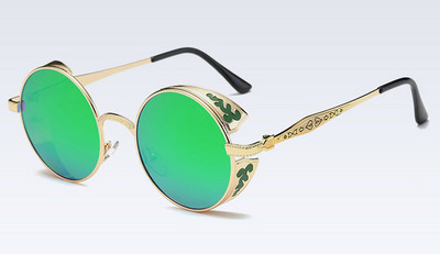 Zlatne polarizirane gotičke steampunk sunčane naočale Presvlaka Zrcalne okrugle kružne sunčane naočale Retro Vintage Gafas Masculino crna 2021.