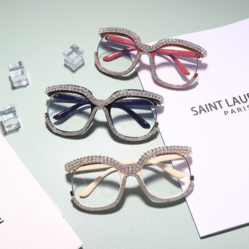2022 Diamond Anti-blue Light Blocking Очила Квадратни рамки Мъже Жени Диоптрични очила Прозрачни лещи Рамка за очила