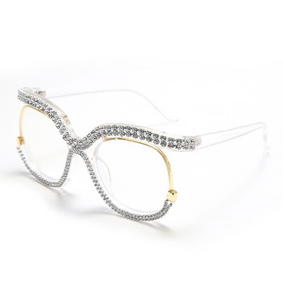 2022 Diamond Anti-blue Light Blocking Очила Квадратни рамки Мъже Жени Диоптрични очила Прозрачни лещи Рамка за очила