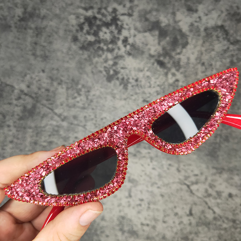 Sunčane naočale s kamenim dijamantima s malim mačjim očima, ženske brend dizajnerske punk dijamantne sunčane naočale Lunette De Soleil Femme