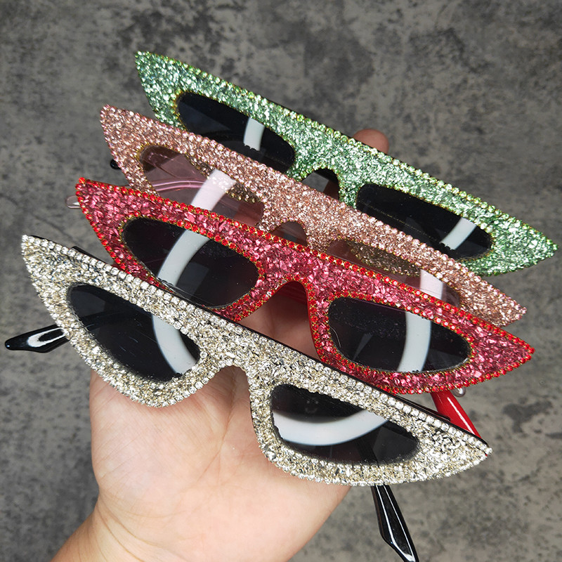 Sunčane naočale s kamenim dijamantima s malim mačjim očima, ženske brend dizajnerske punk dijamantne sunčane naočale Lunette De Soleil Femme