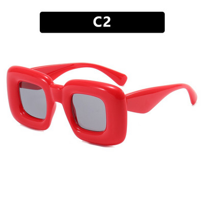Az új 2022-es négyzet alakú euramerikai divatos napszemüveg cukorka színű nagy, felfújt keretes napszemüveg