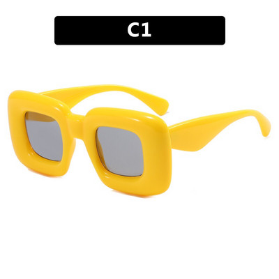 Az új 2022-es négyzet alakú euramerikai divatos napszemüveg cukorka színű nagy, felfújt keretes napszemüveg