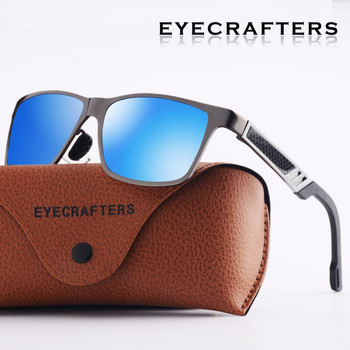 Дизайнерски мъжки алуминиеви поляризирани слънчеви очила Eyecrafters Ретро ретро квадратни очила Мъжки огледални слънчеви очила за шофиране SilvBla