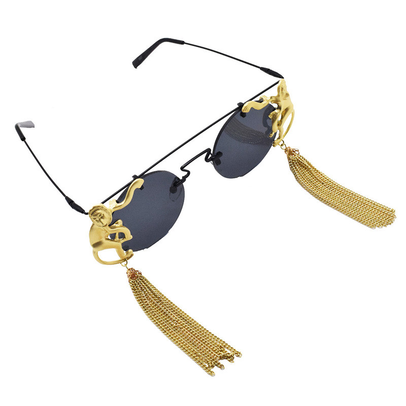 2022 Barokne okrugle sunčane naočale Žene Novac Seksi Djevojke Lanac sunčanih naočala Ženske nijanse za zabavu Oculos De Sol Feminino