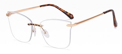 Peekaboo metallist ääristeta prillid naistele läbipaistvad läätsed mood ruudukujulised prillid raam naiste leopard kullast talvetarvikud raamita