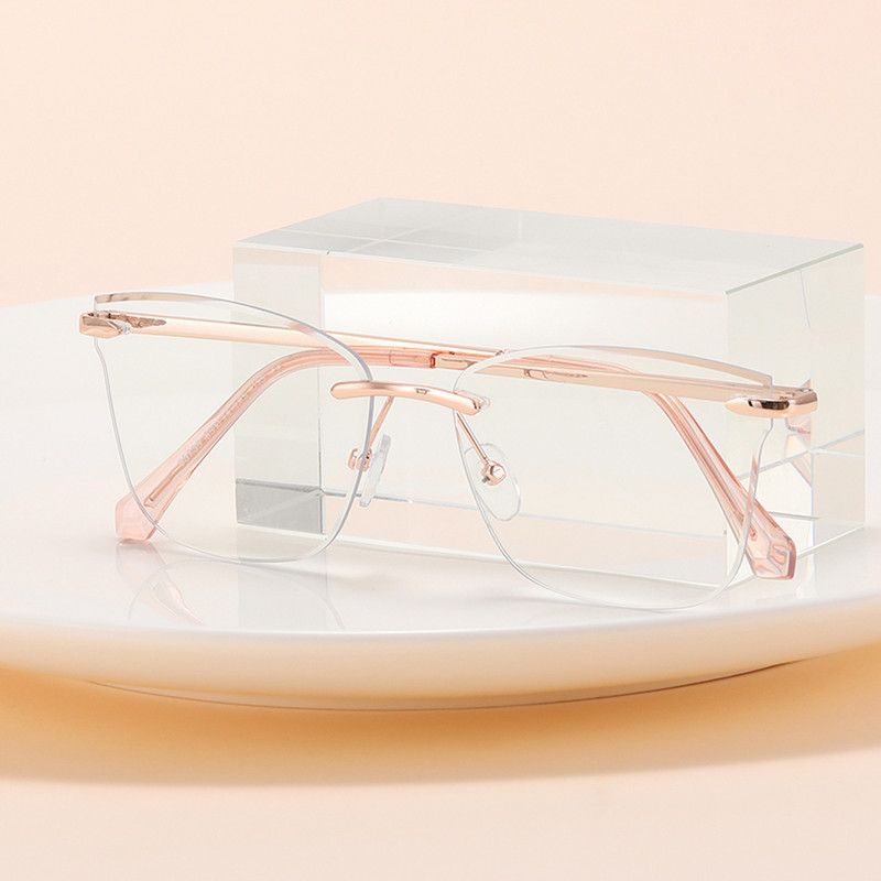 Peekaboo metallist ääristeta prillid naistele läbipaistvad läätsed mood ruudukujulised prillid raam naiste leopard kullast talvetarvikud raamita
